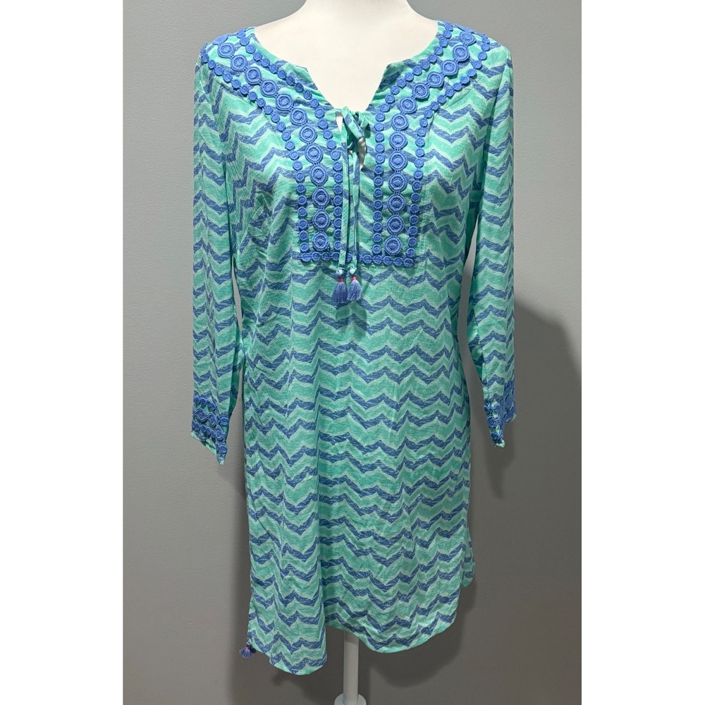 Vineyard Vines Whale Tail Chevron Tunic‎ Embroidered Cover Up Size Small NEW